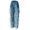 Hot selling fashion ruffled fringe elastic denim pants