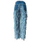 Hot selling fashion ruffled fringe elastic denim pants