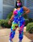 Minimalist jumpsuit with tie dye vest, zipper, and ankle strap (excluding mask)