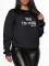 Fashion letter printed oversized women's round neck hoodie plus size