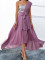 Chest wrapped sequin chiffon large hem formal dress