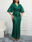 New high waisted V-neck sequin formal dress with raglan sleeves and long dress