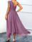 Chest wrapped sequin chiffon large hem formal dress