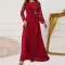 Sexy chiffon printed pleated long sleeved loose fitting dress