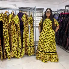 Sexy printed large skirt hem with wide elastic band pullover, oversized dress