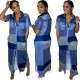 Checkered split button shirt with lapel and large hem dress