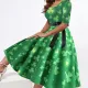PLUS SIZLadies style round neck bow belt large version dress long skirt