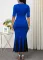 Elegant V-neck cross waisted mesh half sleeved fishtail mid length skirt