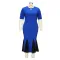 Elegant V-neck cross waisted mesh half sleeved fishtail mid length skirt