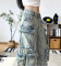 Large pocket design for washing gradient work clothes, paratrooper pants, casual jeans, women's fashion