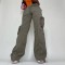 Street 3D Multi Pocket Design Workwear Straight leg Jeans Casual Strap Low Waist Pants