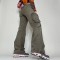 Street 3D Multi Pocket Design Workwear Straight leg Jeans Casual Strap Low Waist Pants