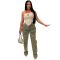 Summer new style washed and vintage low waisted zippered multi bag workwear jeans