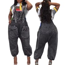 Fashionable and versatile wide leg denim loose waistband pants