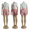 Summer new embroidered+printed short sleeved shorts set in 4 colors in stock