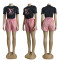 Summer new embroidered+printed short sleeved shorts set in 4 colors in stock