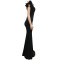 Fashion women's solid color V-neck sleeveless long dress shoulder flower dress