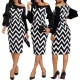sexy and fashionable wave print long sleeved women's dress