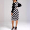 sexy and fashionable wave print long sleeved women's dress