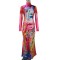 Printed high elastic long sleeved standing collar midi long skirt, versatile outside dress