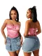 Slim fit elastic denim wrap hip skirt