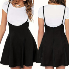 Solid color slim fit versatile oversized strap skirt A-line skirt