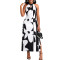 Elegant and minimalist black and white flower pattern printed sleeveless dress with elegant temperament