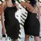 Chest wrap tight backless solid color suspender U-neck dress