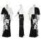 Elegant black and white printed minimalist commuting style V-neck dress