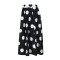 Half skirt black and white circular spotted print A-line long skirt