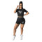 Fashionable spring/summer tight fitting sports two-piece set with exposed navel