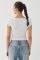 Solid color U-neck patchwork slim fit summer knitted short sleeved t-shirt for women