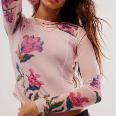 Spring/Summer Printed Flowers Popular Long sleeved T-shirts