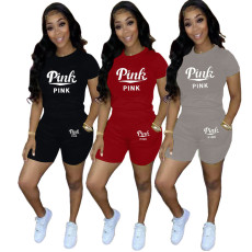 New Fashion Casual Letter Printing Solid Color Sports Set