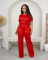 New glitter solid color short sleeved long pants two-piece set