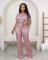New glitter solid color short sleeved long pants two-piece set