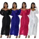 Fashionable One line Neck Shirt Button Long Dress Spring/Summer New Women's