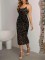 Sequin round neck camouflage elegant sleeveless club party tight fitting suit