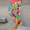 Hot selling personalized, comfortable, and casual design with contrasting color printed micro elastic leggings