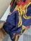 Printed waistband lapel doll neck mid length dress
