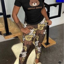 Fashionable and casual printed short sleeved pants set PLUS SIZE