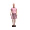 Fashion round neck short sleeved pleated two-piece set for women's knitted printed suit skirt