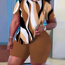 Short sleeved shorts sports two-piece set for women PLUS SIZE