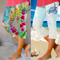 Hot selling personalized, comfortable, and casual design with contrasting color printed micro elastic leggings
