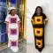 Printed contrasting side slit loose straight length dress