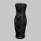 Printed slit tube skirt elegant slim fit strapless banquet party dress