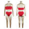 Pure red polyester wrap chest+underwear+mesh skirt swimsuit set