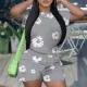 Short sleeved shorts sports two-piece set for women