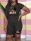 Alphabet printed women's oversized set, two-piece set