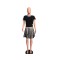 Fashion round neck short sleeved pleated two-piece set for women's knitted printed suit skirt